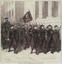 La guerre, un bataillon de Francs-Tireurs passant par Tours